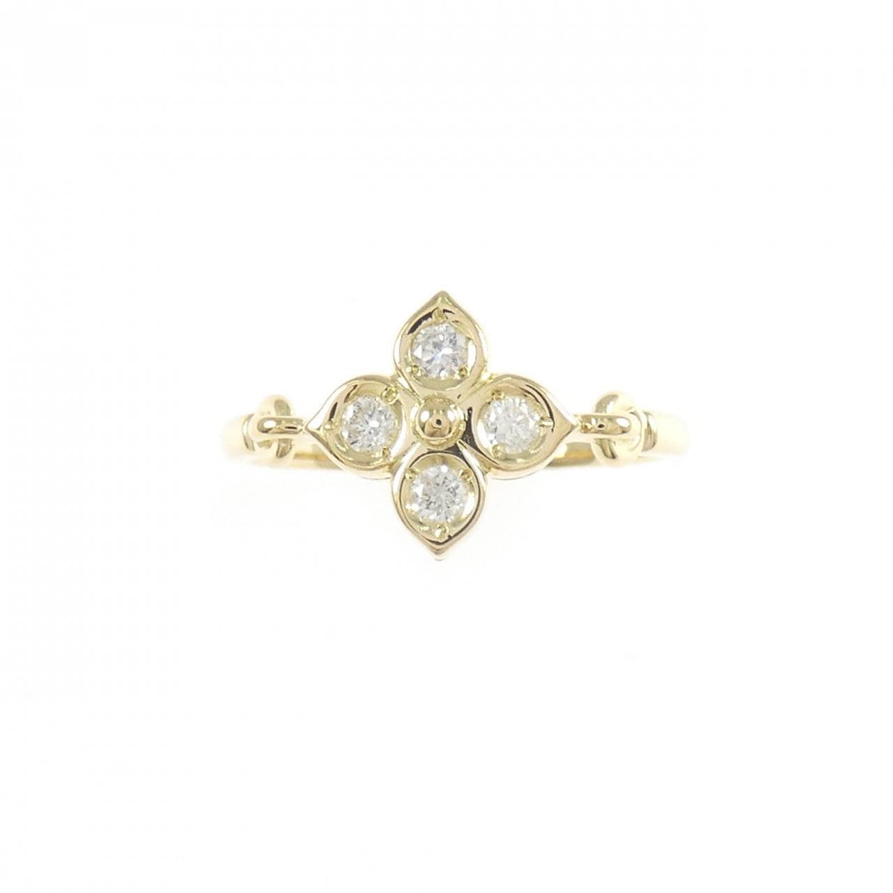 K18YG フラワー ダイヤモンド リング 0.14CT