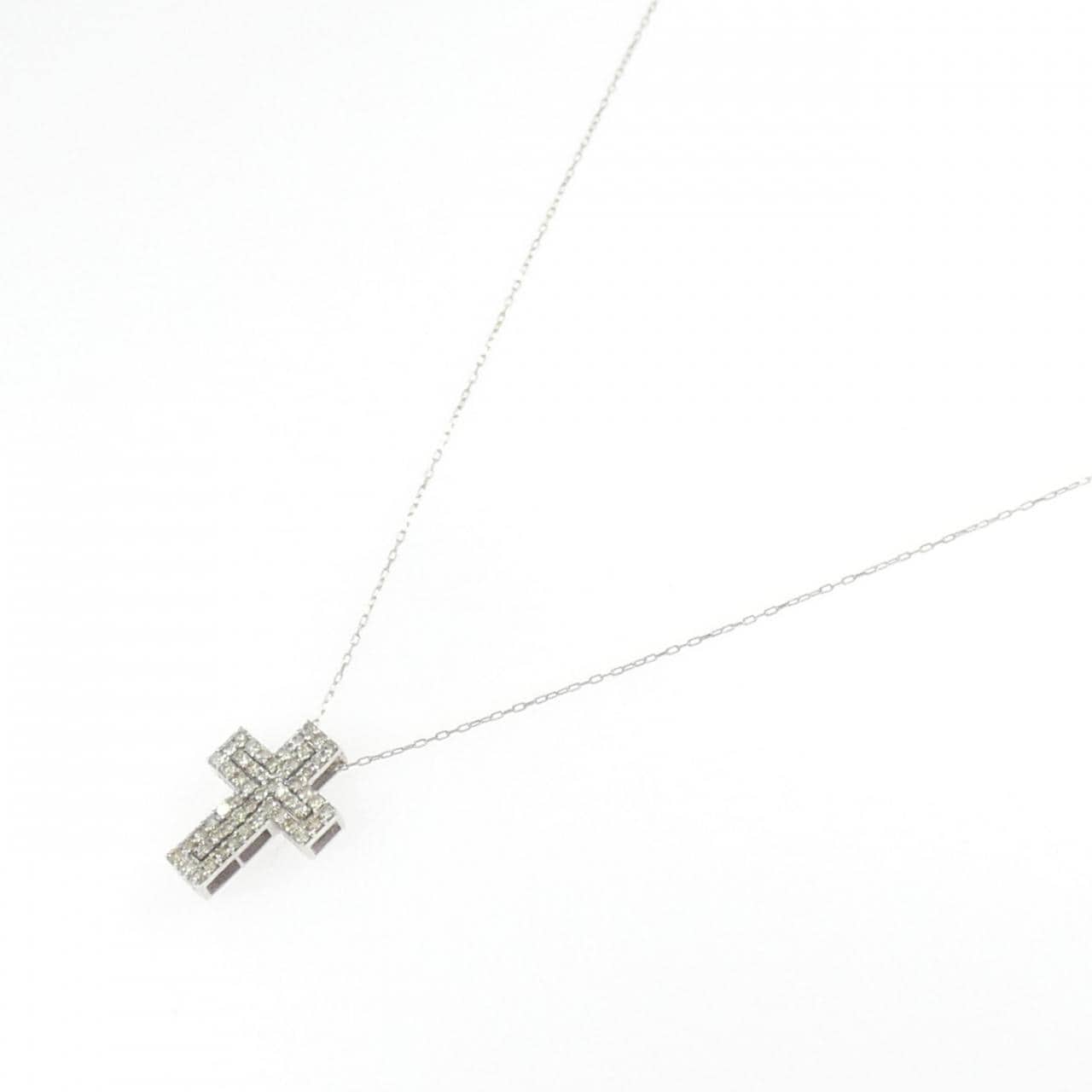 K18WG クロス ダイヤモンド ネックレス 0.30CT