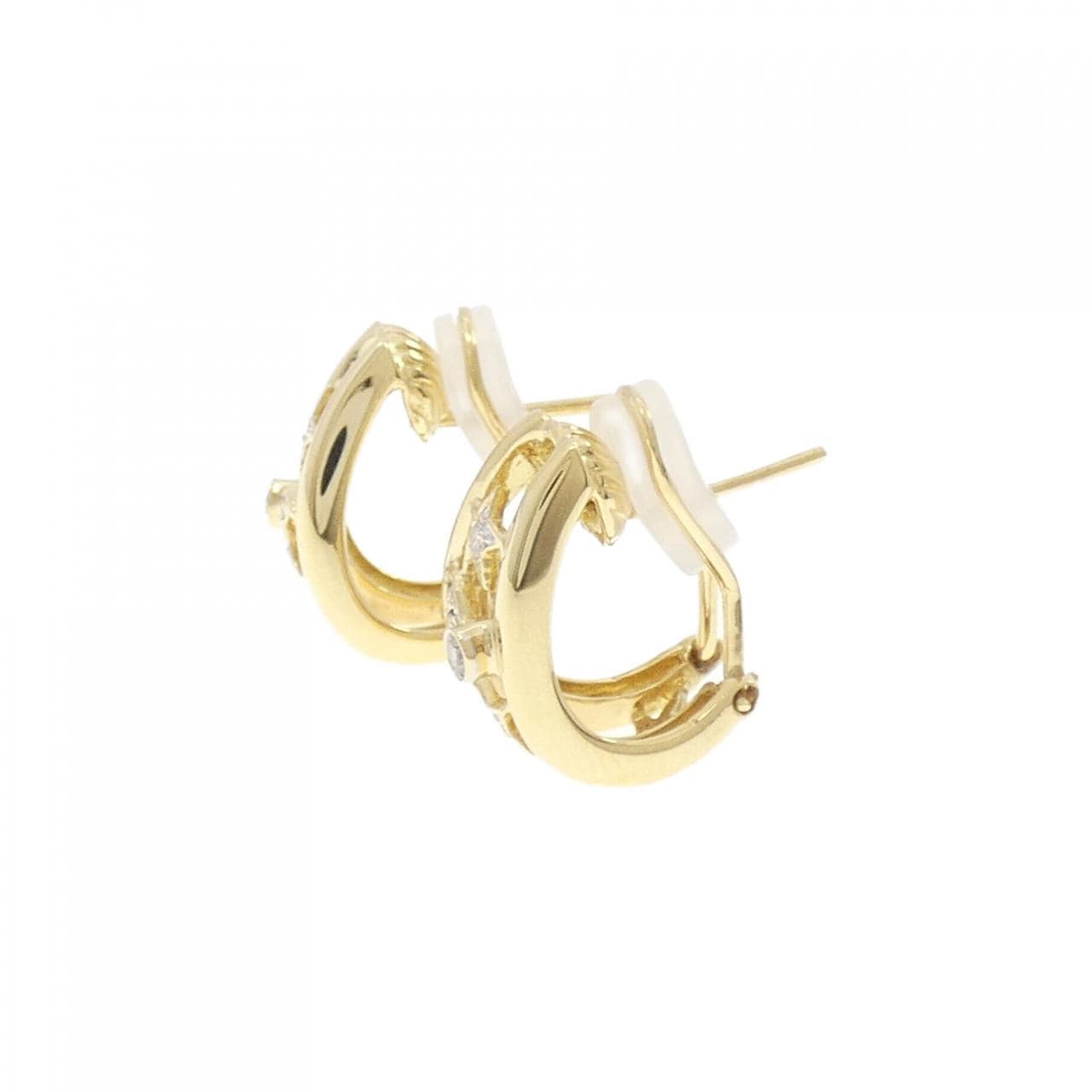 750YG/750WG スター×ムーン ダイヤモンド ピアス/イヤリング 0.20CT