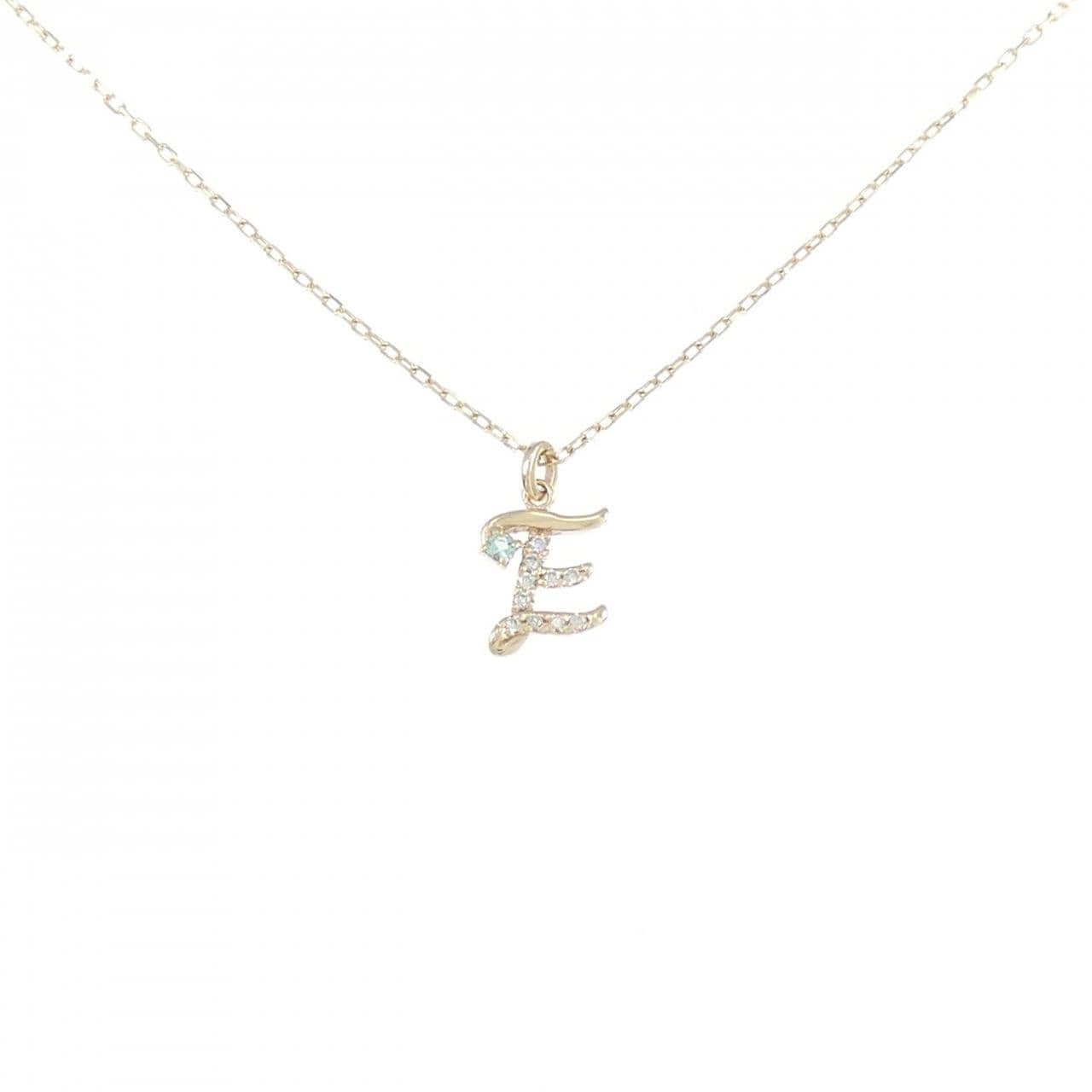 K10YG イニシャルE エメラルド ネックレス