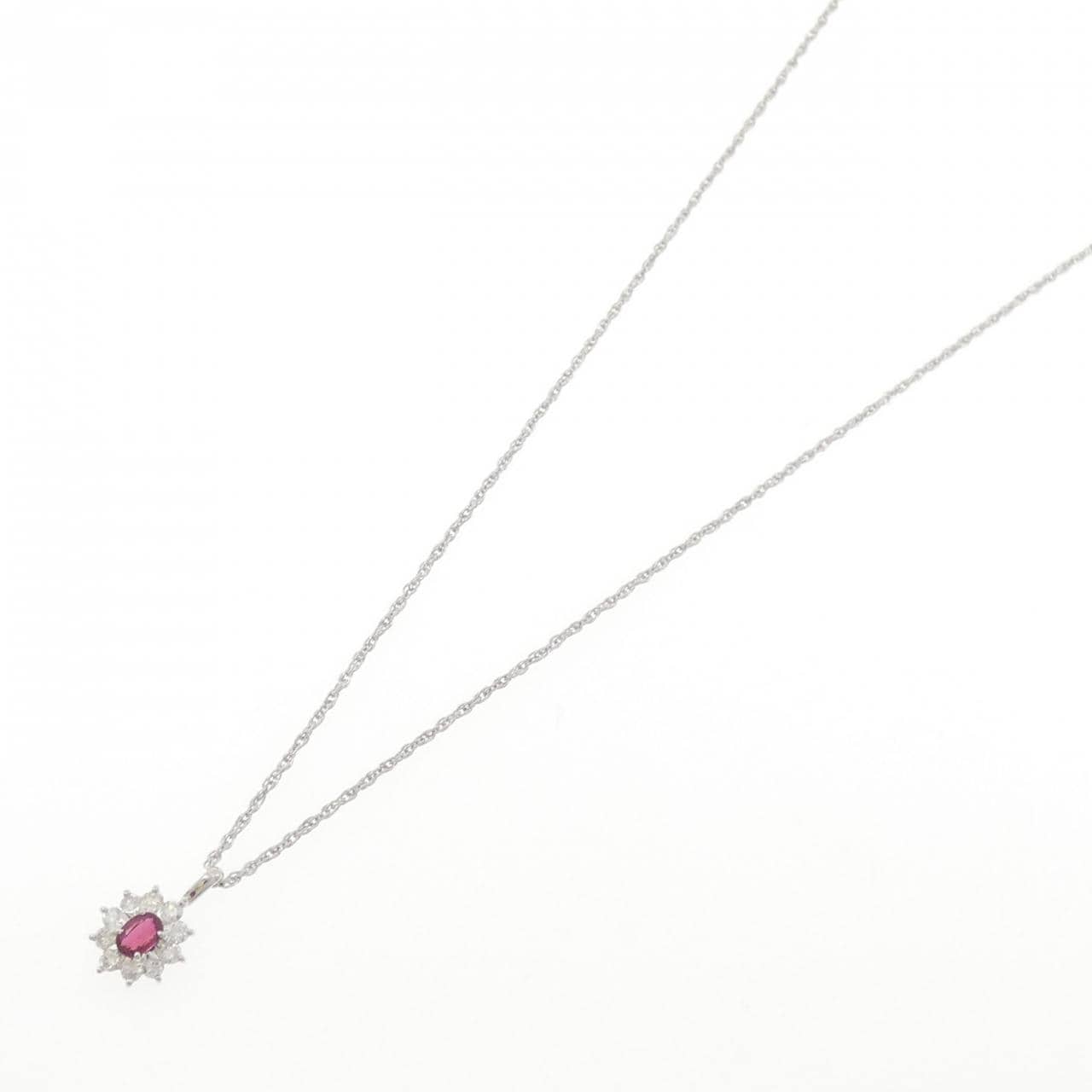 PT900/PT850 ルビー ネックレス 0.52CT