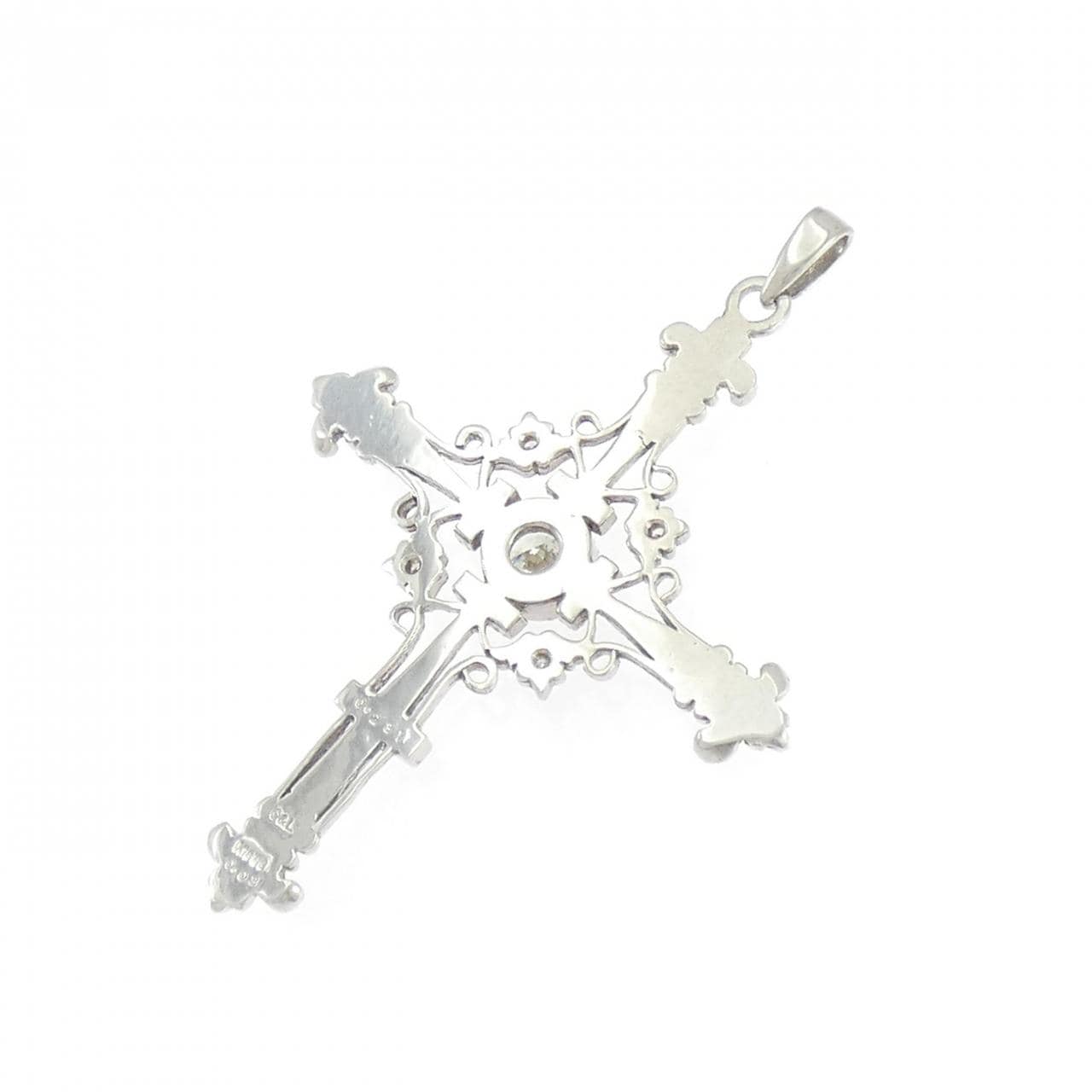 K18WG クロス ダイヤモンド ペンダント 0.231CT
