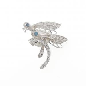 K18WG トンボ ダイヤモンド ブローチ 0.05CT