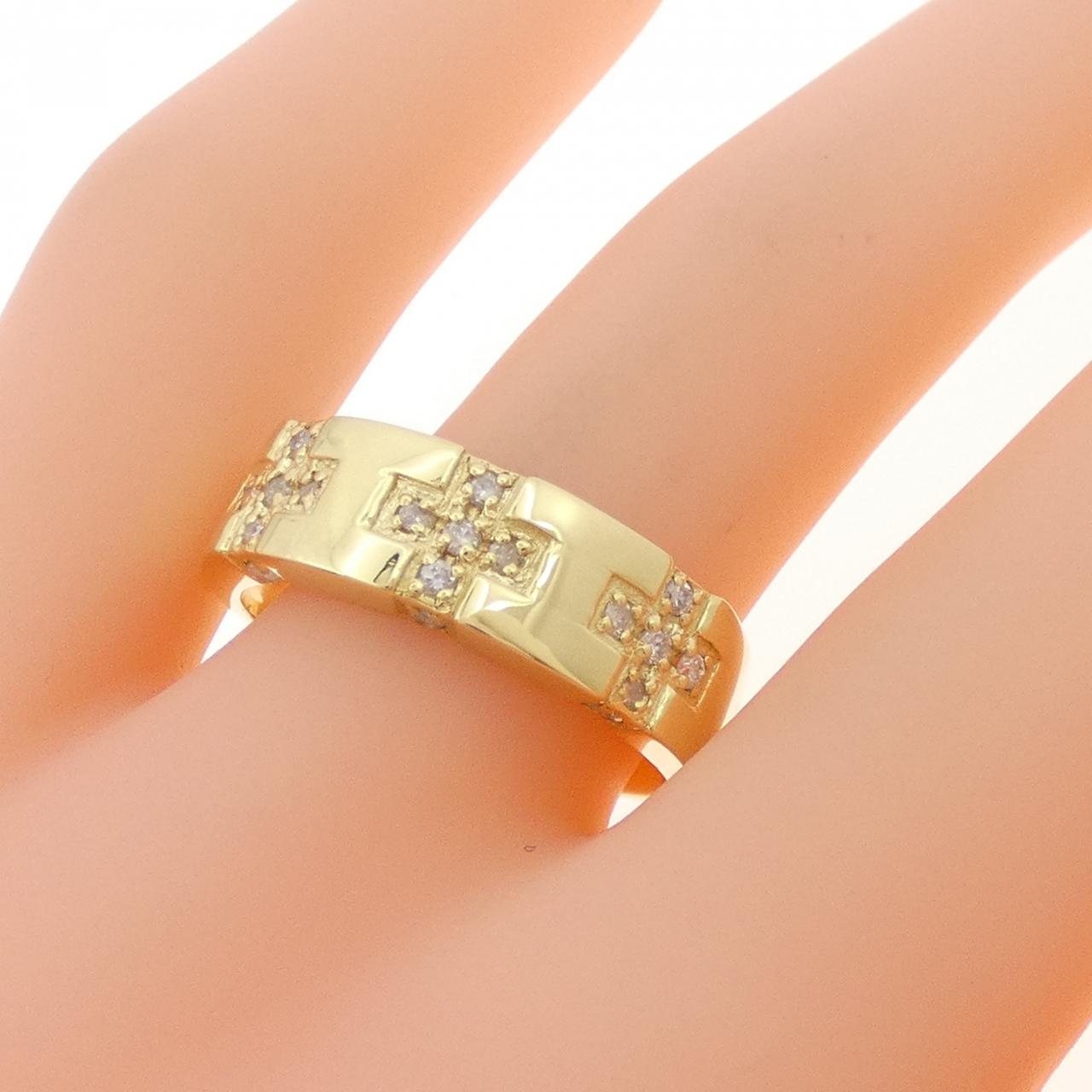 K18YG クロス ダイヤモンド リング 0.20CT