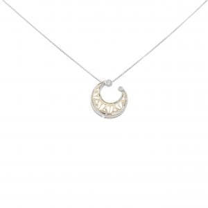 PT900/K18YG/PT850 ムーン ダイヤモンド ネックレス 0.03CT