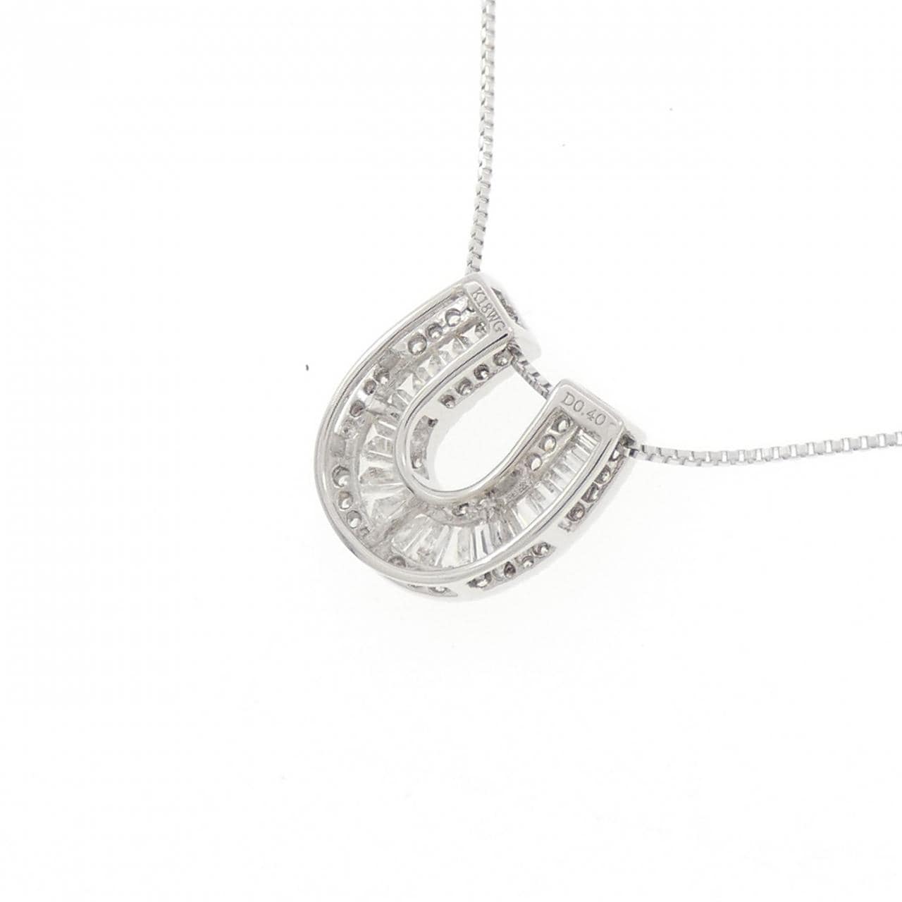 K18WG ホースシュー ダイヤモンド ネックレス 0.40CT