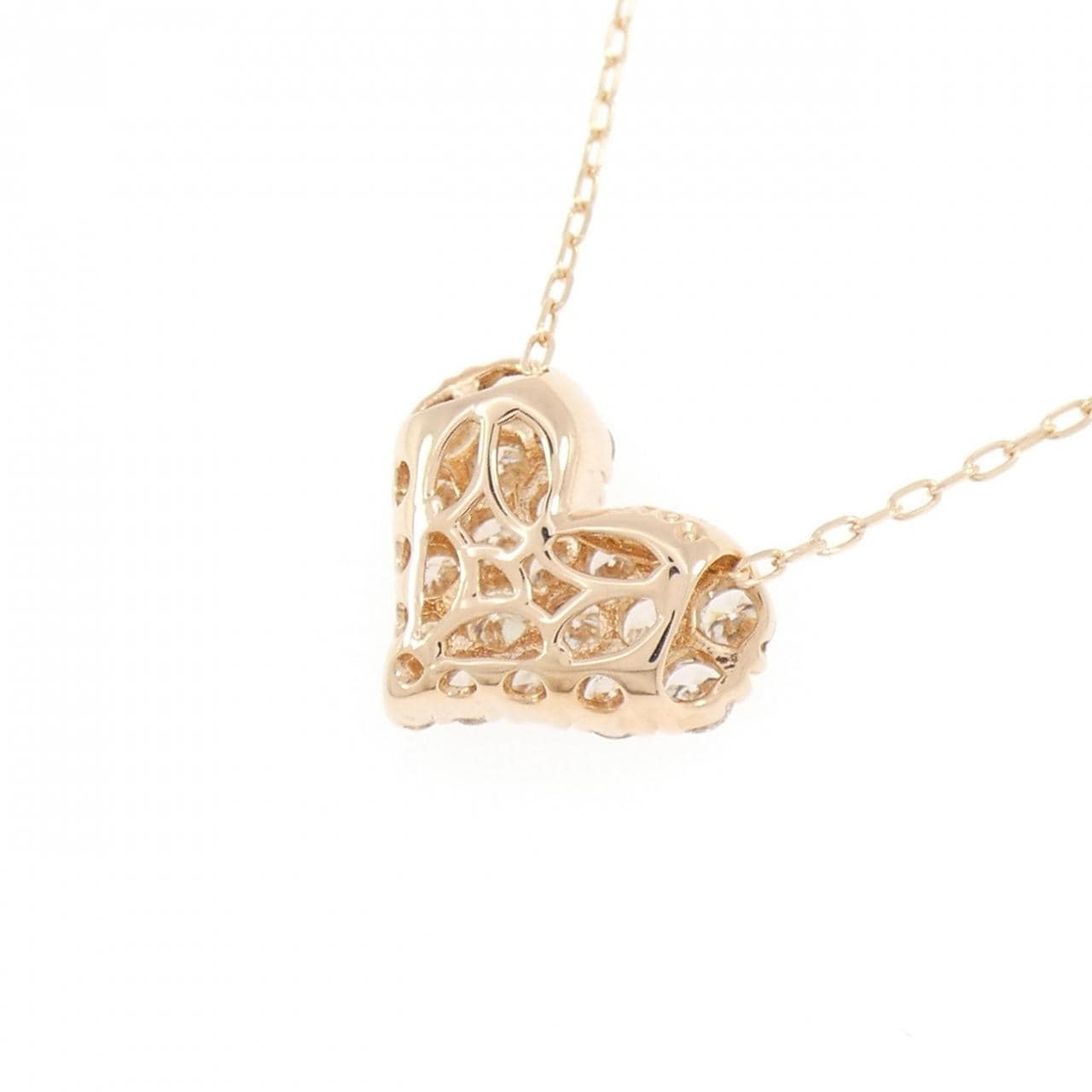 K18PG ハート パヴェ ダイヤモンド ネックレス 1.00CT