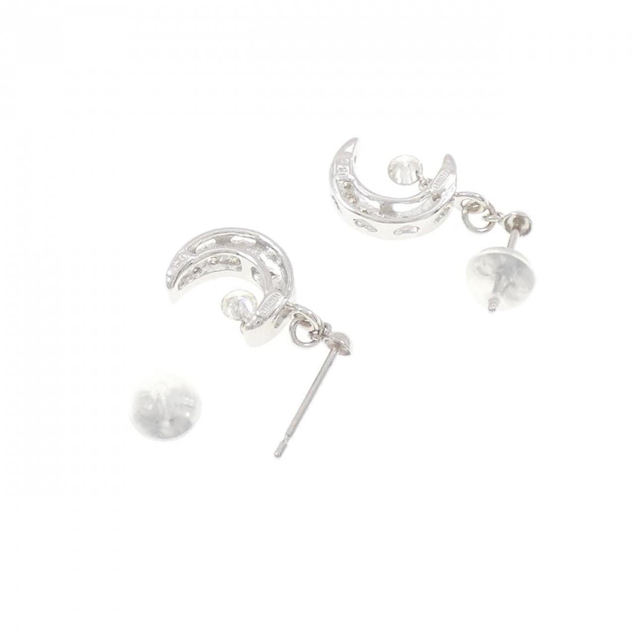 K18WG Moon Diamond Earrings 0.30CT