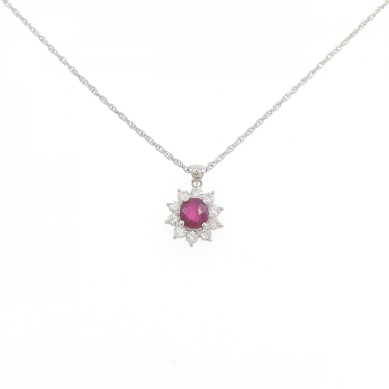 PT900/PT850 ルビー ネックレス 0.797CT