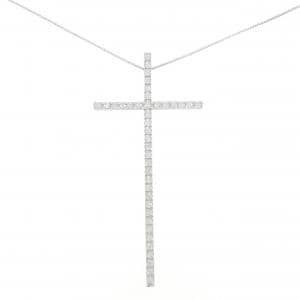 K18WG クロス ダイヤモンド ネックレス 1.00CT