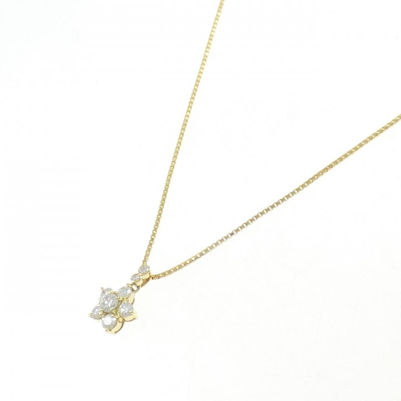 K18YG flower Diamond necklace 0.18CT