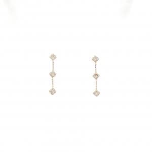 K18YG スリーストーン ダイヤモンド ピアス 0.2CT