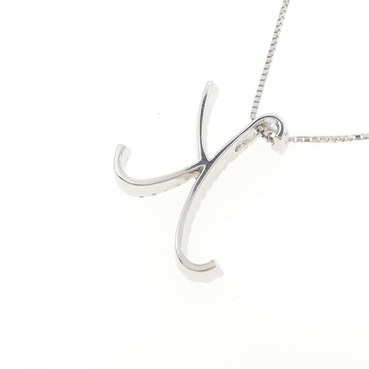 K18WG イニシャルK ダイヤモンド ネックレス 0.20CT
