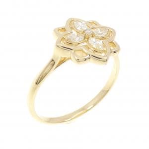 【新品】K18YG フラワー ダイヤモンド リング 0.20CT