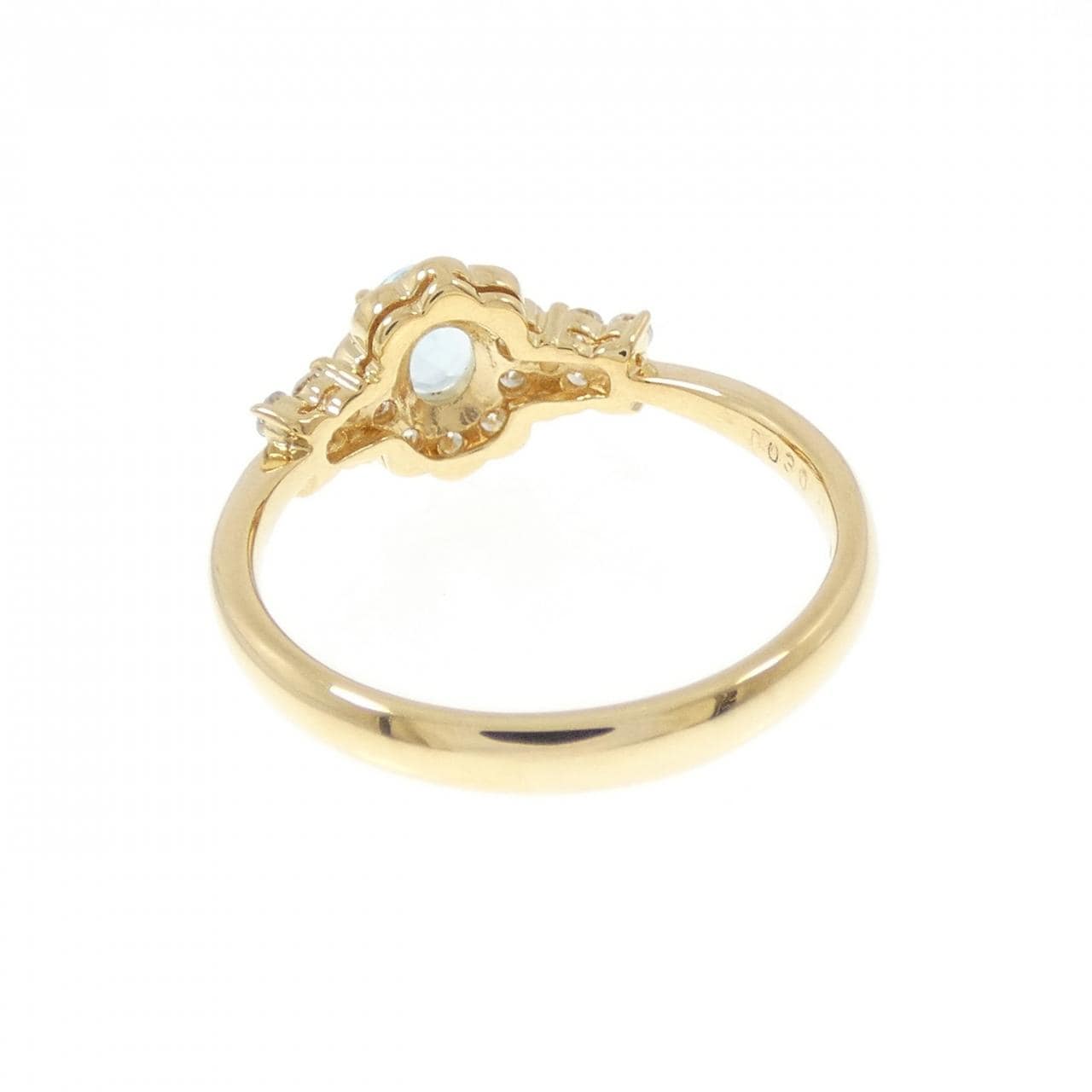 K18YG フラワー アクアマリン リング 0.29CT