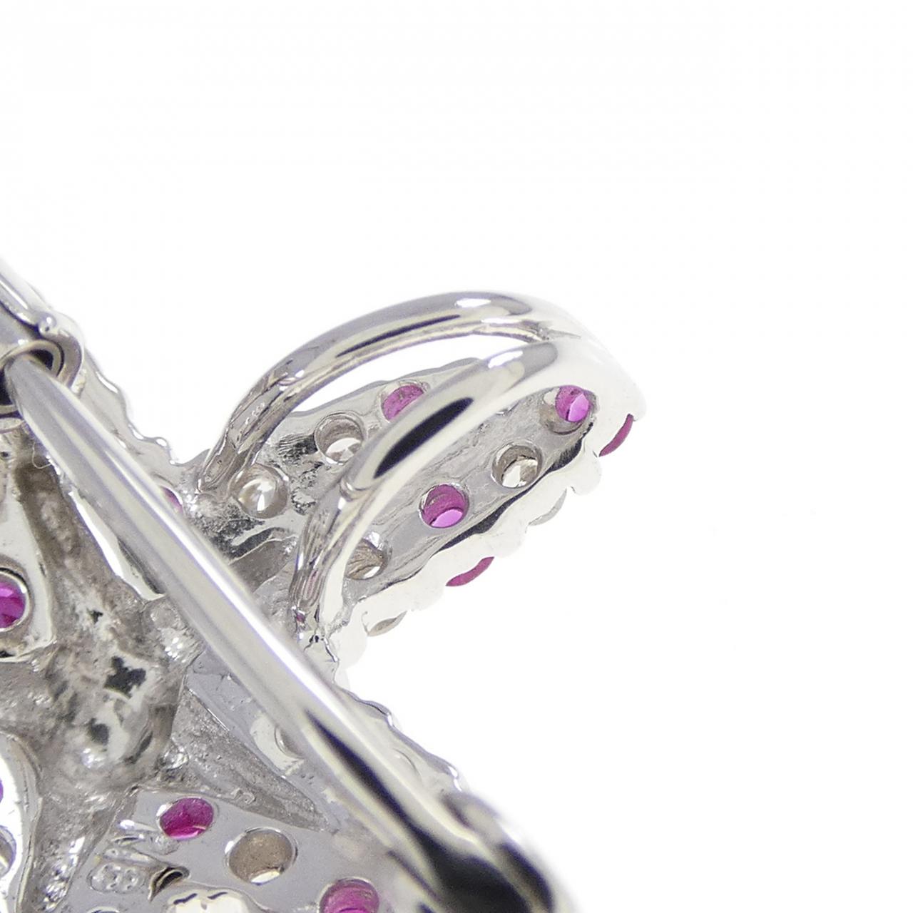 K18WG ヒトデ サファイヤ ブローチ 0.45CT