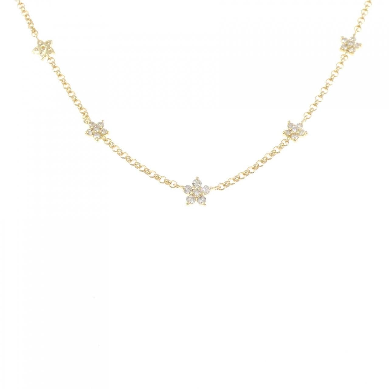 K18YG フラワー ダイヤモンド ネックレス 0.78CT