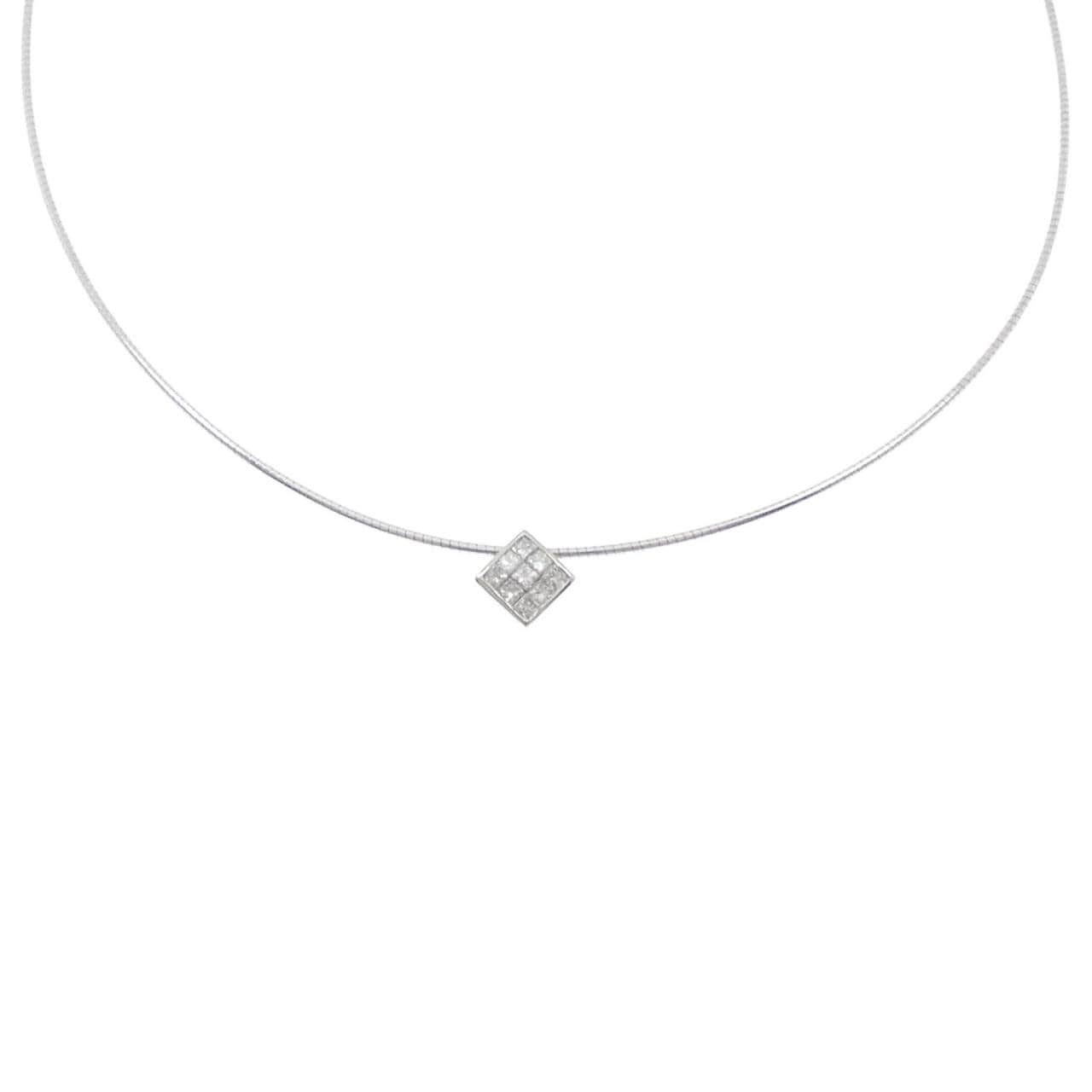 PT900/K18WG パヴェ ダイヤモンド ネックレス 0.50CT