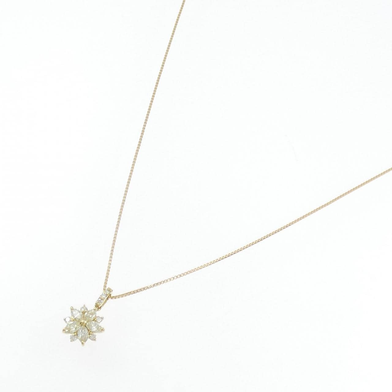 【新品】K18YG フラワー ダイヤモンド ネックレス 0.25CT
