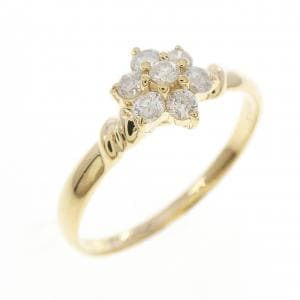 K18YG フラワー ダイヤモンド リング 0.24CT