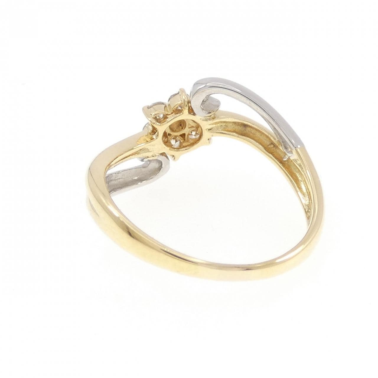 K18YG/PT900 フラワー ダイヤモンド リング 0.22CT