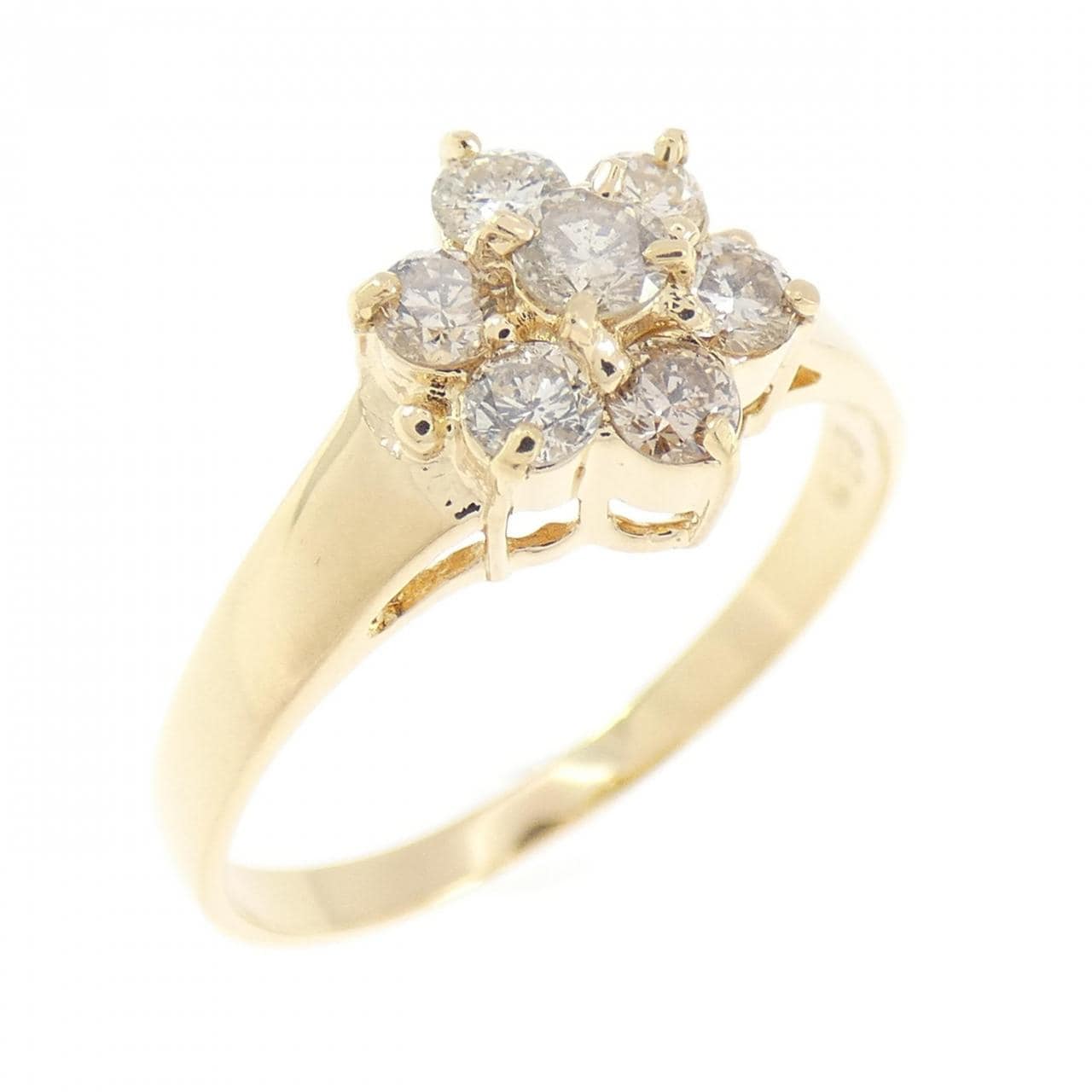 K18YG フラワー ダイヤモンド リング 0.50CT