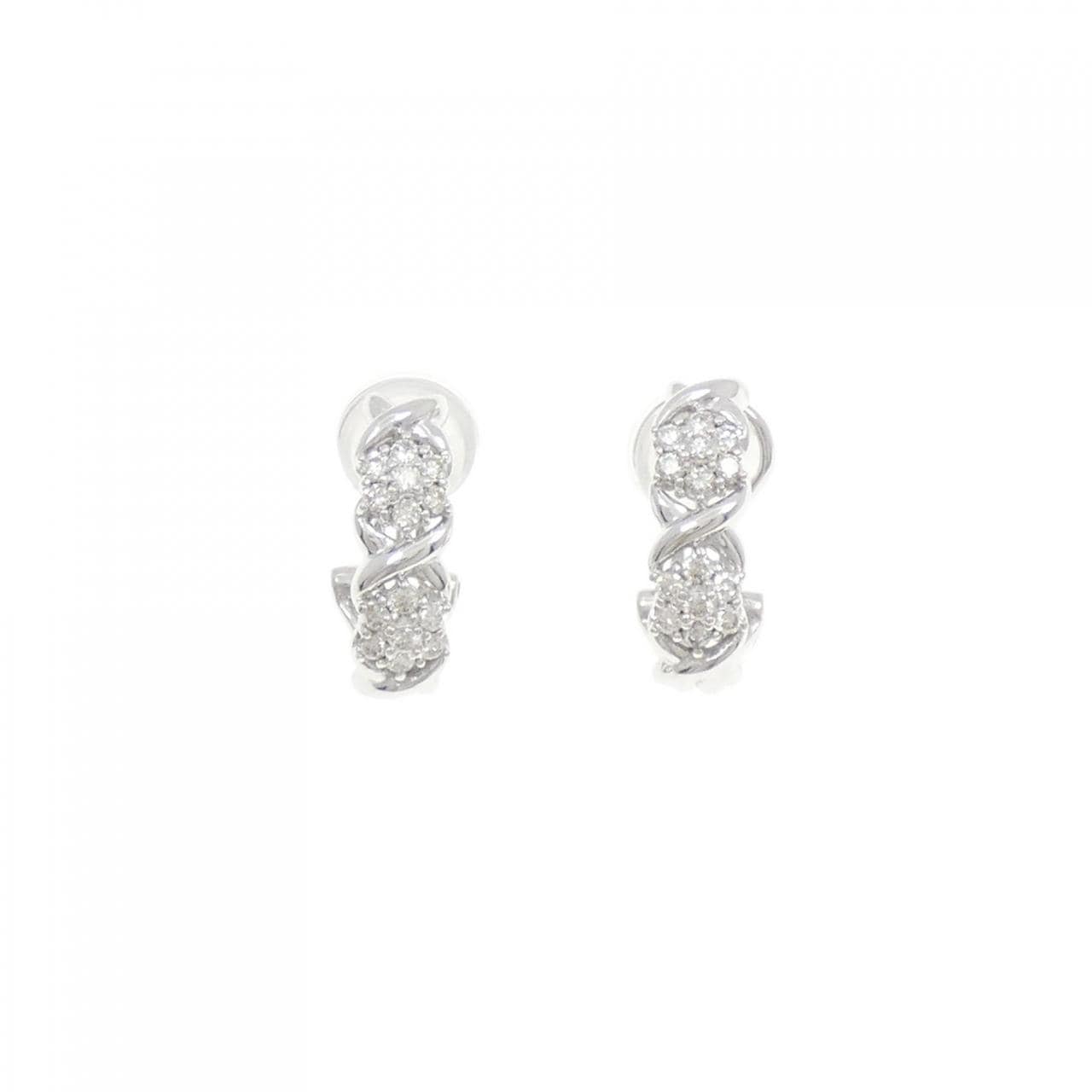K18WG フラワー ダイヤモンド ピアス 0.40CT