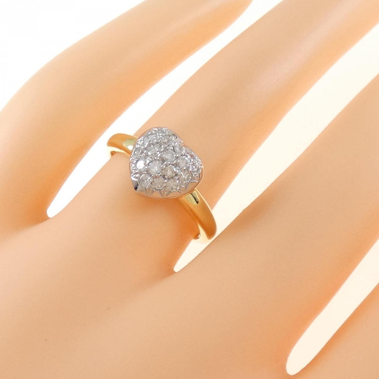 K18YG/PT900 ハート ダイヤモンド リング 0.30CT