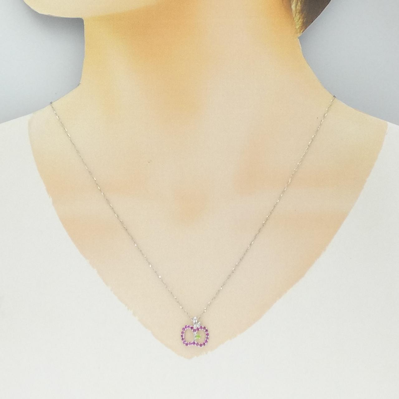 K18WG アップル ルビー ネックレス 0.37CT