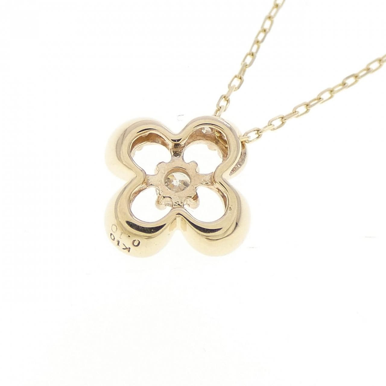 K10YG フラワー ダイヤモンド ネックレス 0.10CT