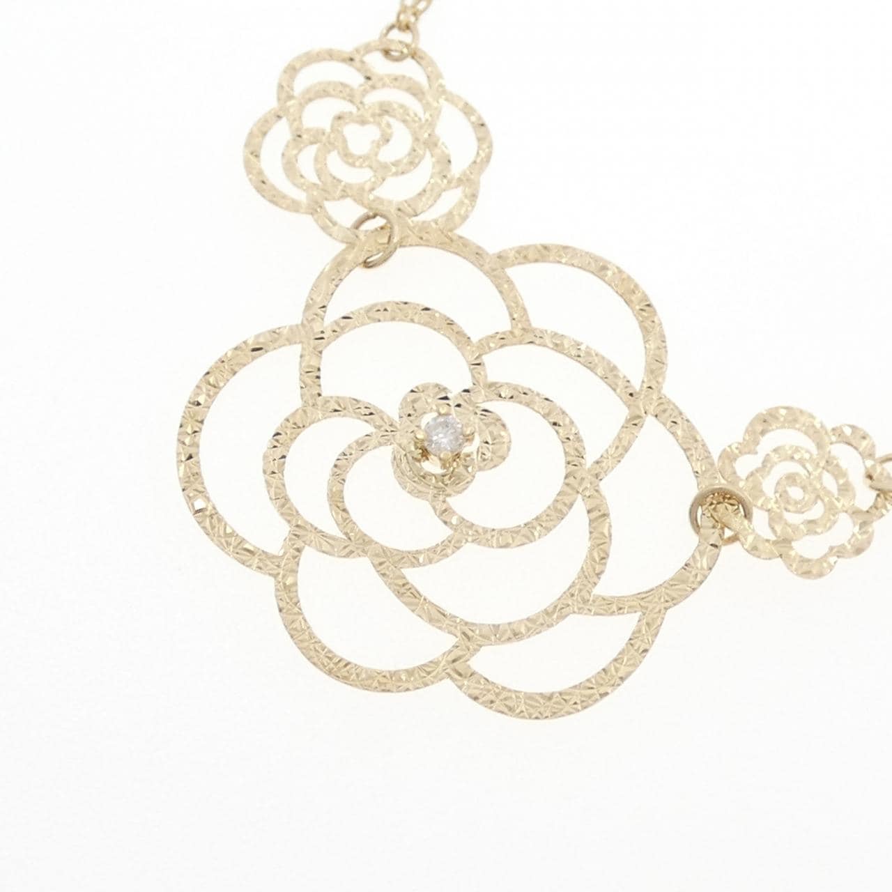 K14YG ローズ ダイヤモンド ネックレス 0.10CT