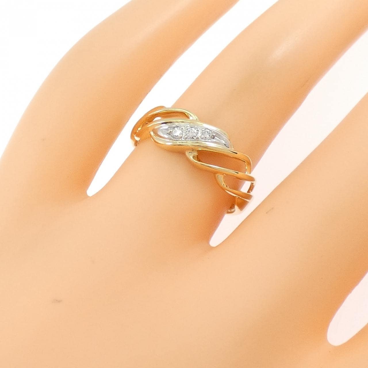 K18YG/PT850 ダイヤモンド リング 0.05CT