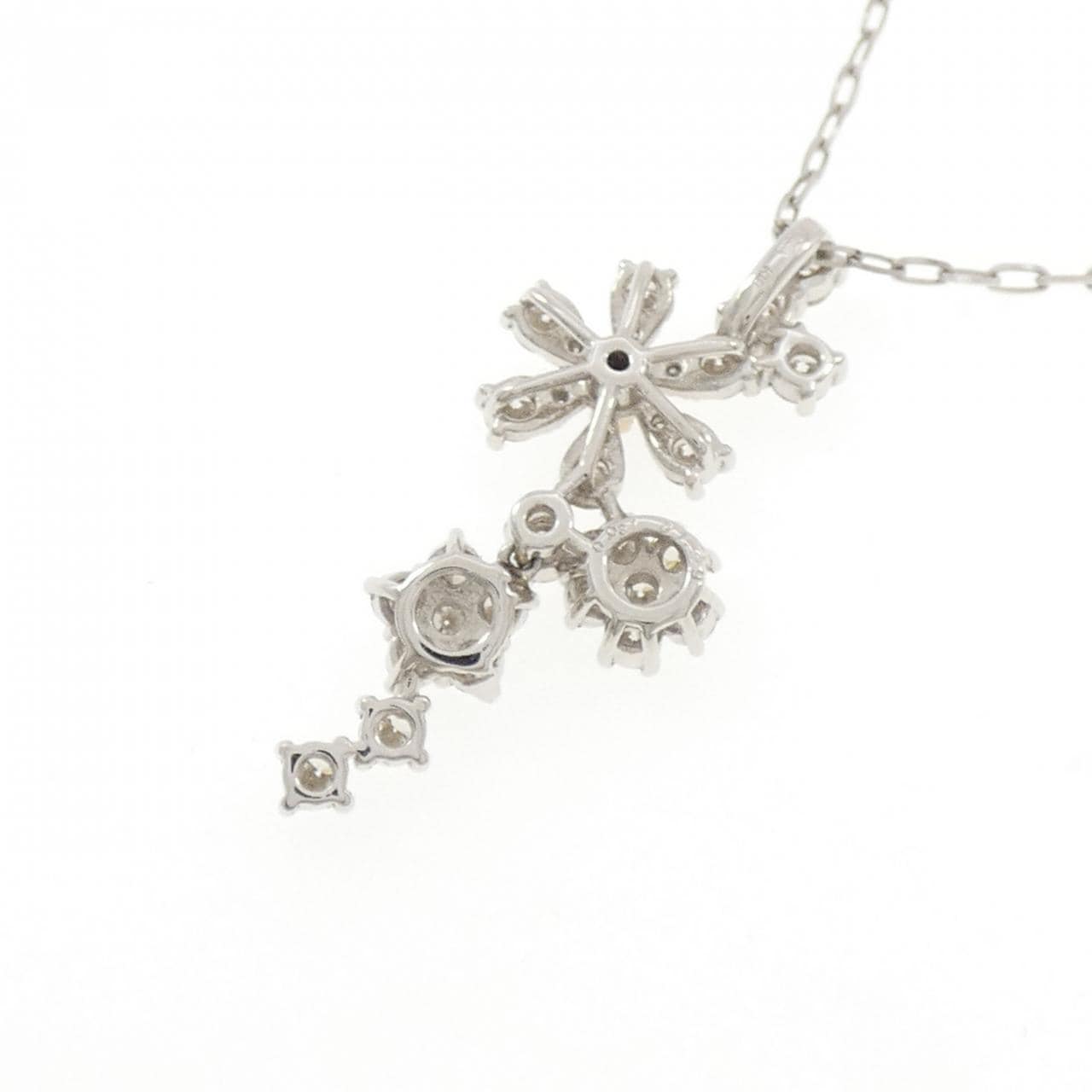 K18PG/PT950/PT850 フラワー ピンクダイヤモンド ネックレス 0.031CT