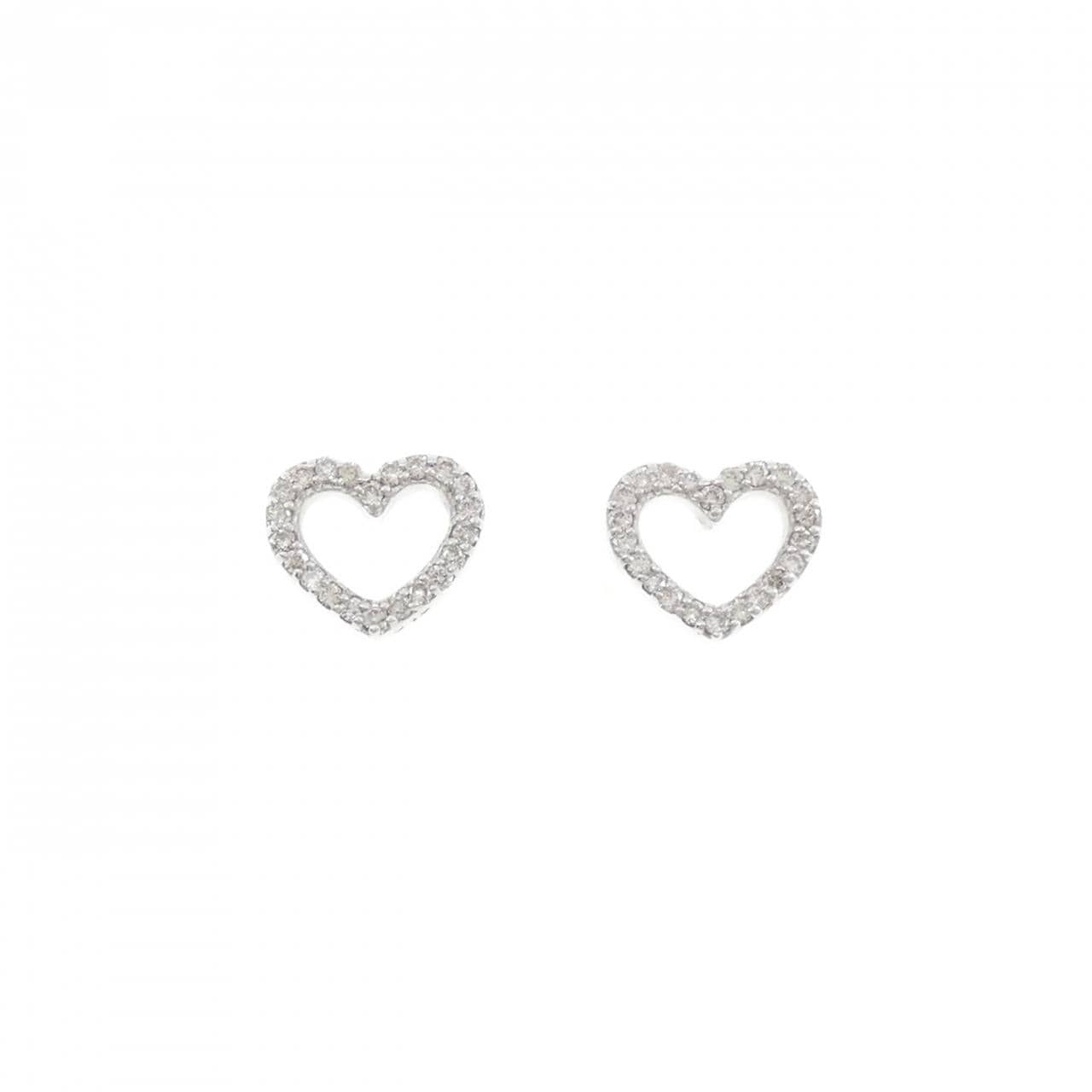 K18WG 心形钻石耳环 0.30CT