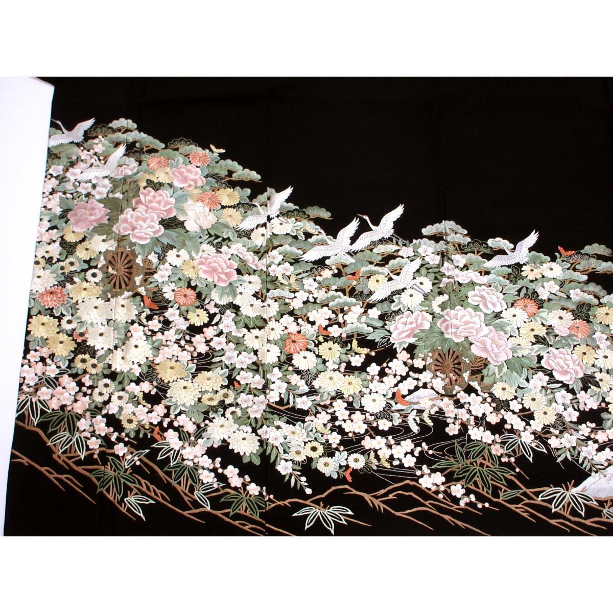 【未使用品】単衣　留袖　刺繍加工　違い鷹の羽