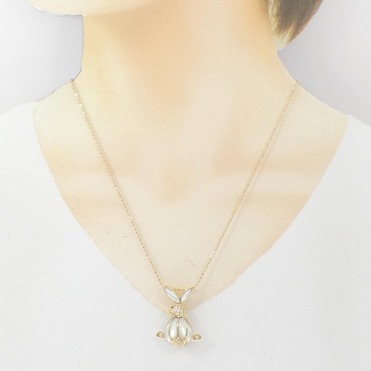 K18YG ラビット カラーストーン ネックレス