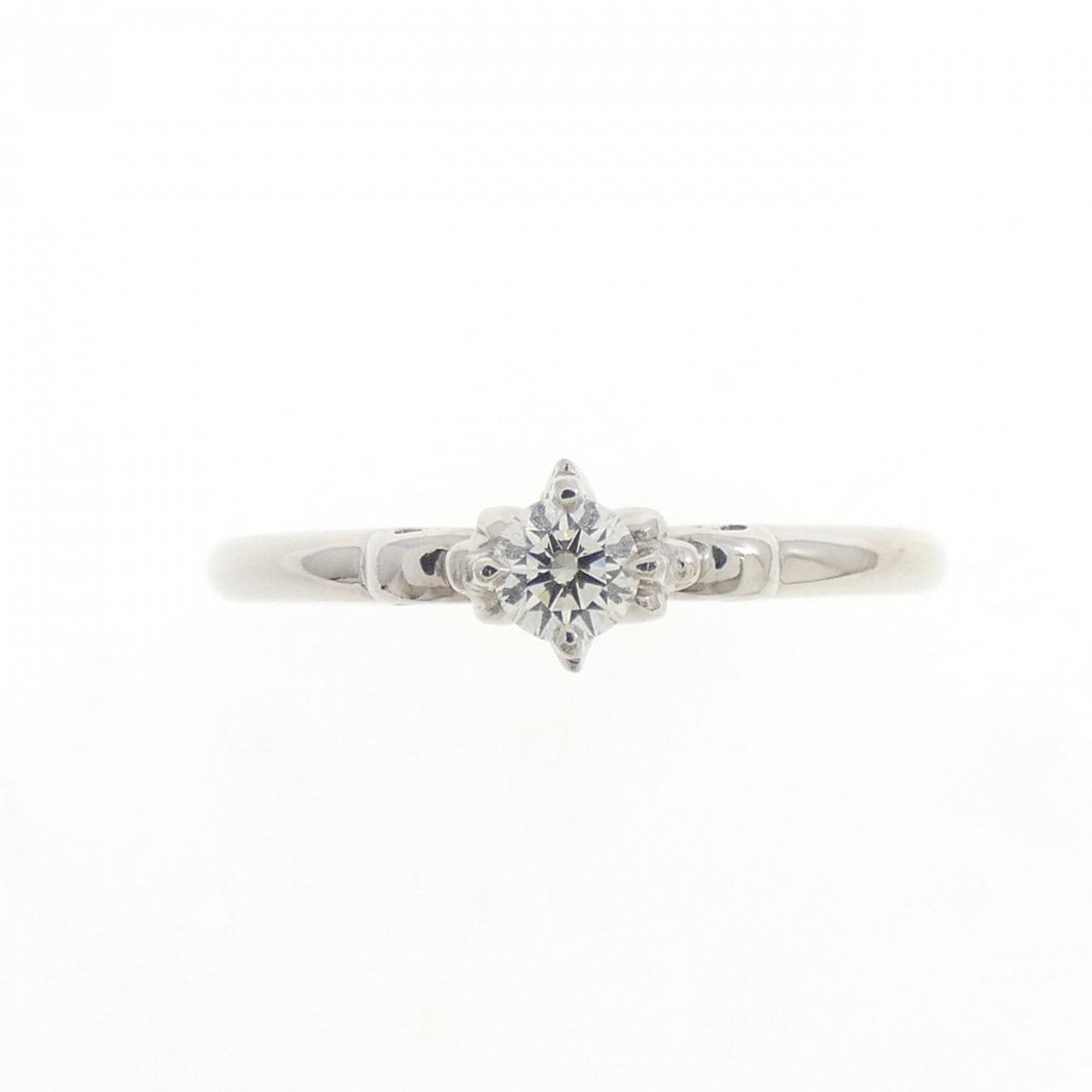 K18WG ソリティア ダイヤモンド リング 0.1CT