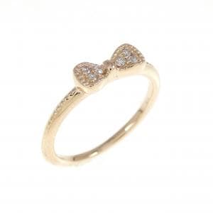 K18PG リボン ダイヤモンド ピンキーリング 0.03CT