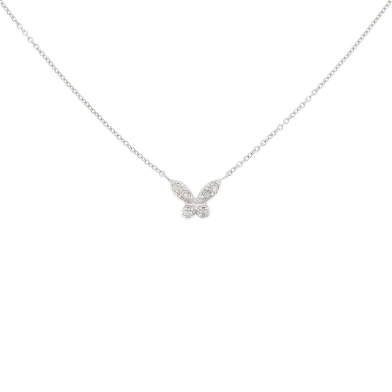 K18WG バタフライ ダイヤモンド ネックレス 0.05CT