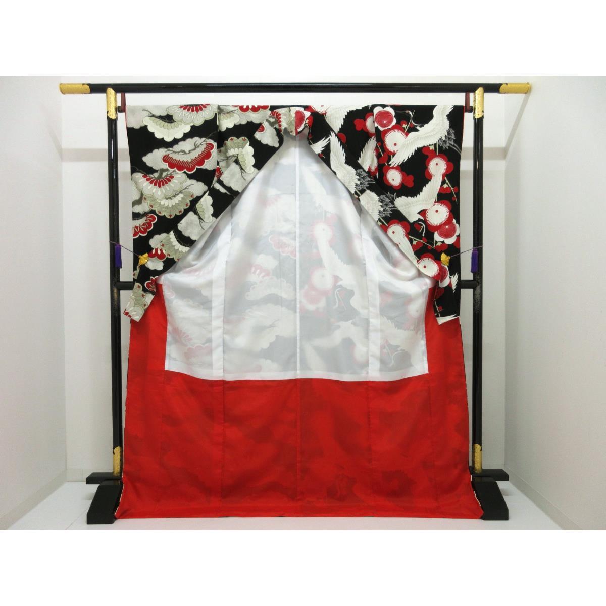 化繊　振袖　片身替わり