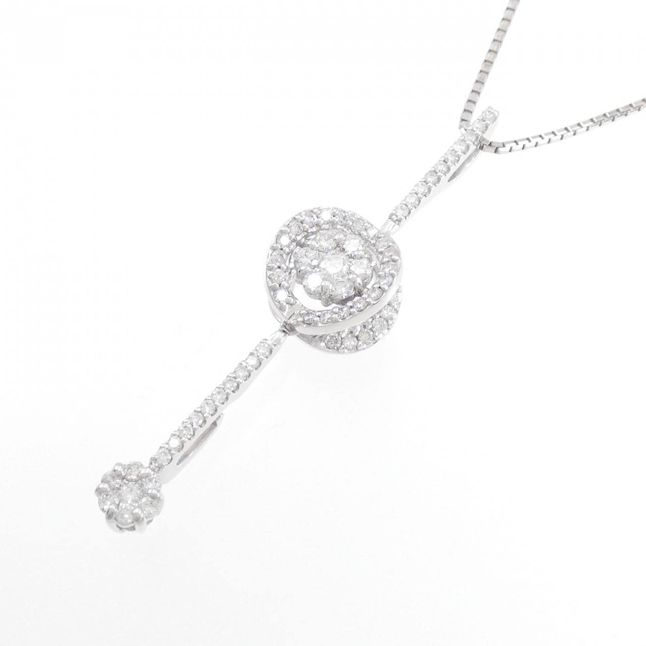 K18WG 2WAY ダイヤモンド ネックレス 0.70CT