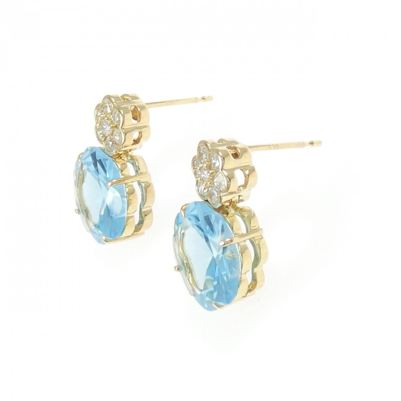 K18YG ブルートパーズ ピアス 8.89CT