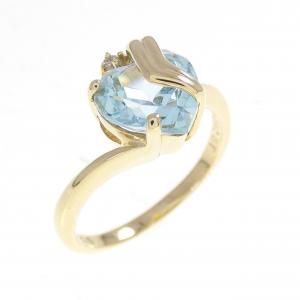 K18YG ハート ブルートパーズ リング