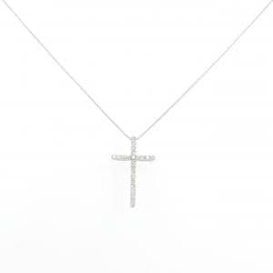 K18WG クロス ダイヤモンド ネックレス 0.15CT