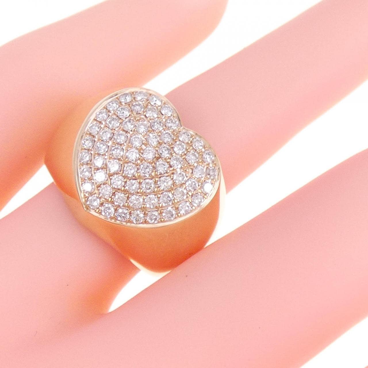 18KPG Pave Heart Diamond Ring 0.72CT