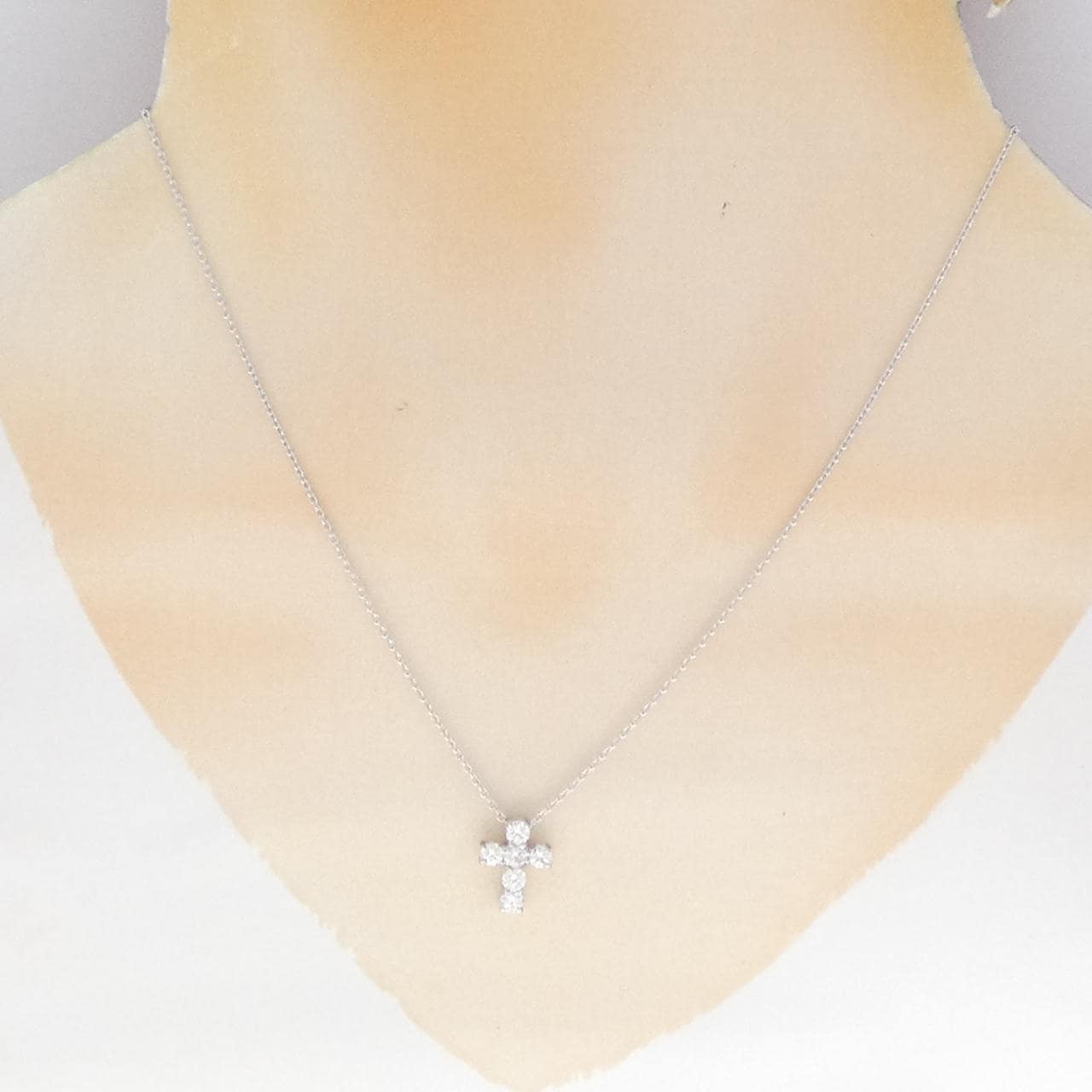 K18WG クロス ダイヤモンド ネックレス 0.60CT