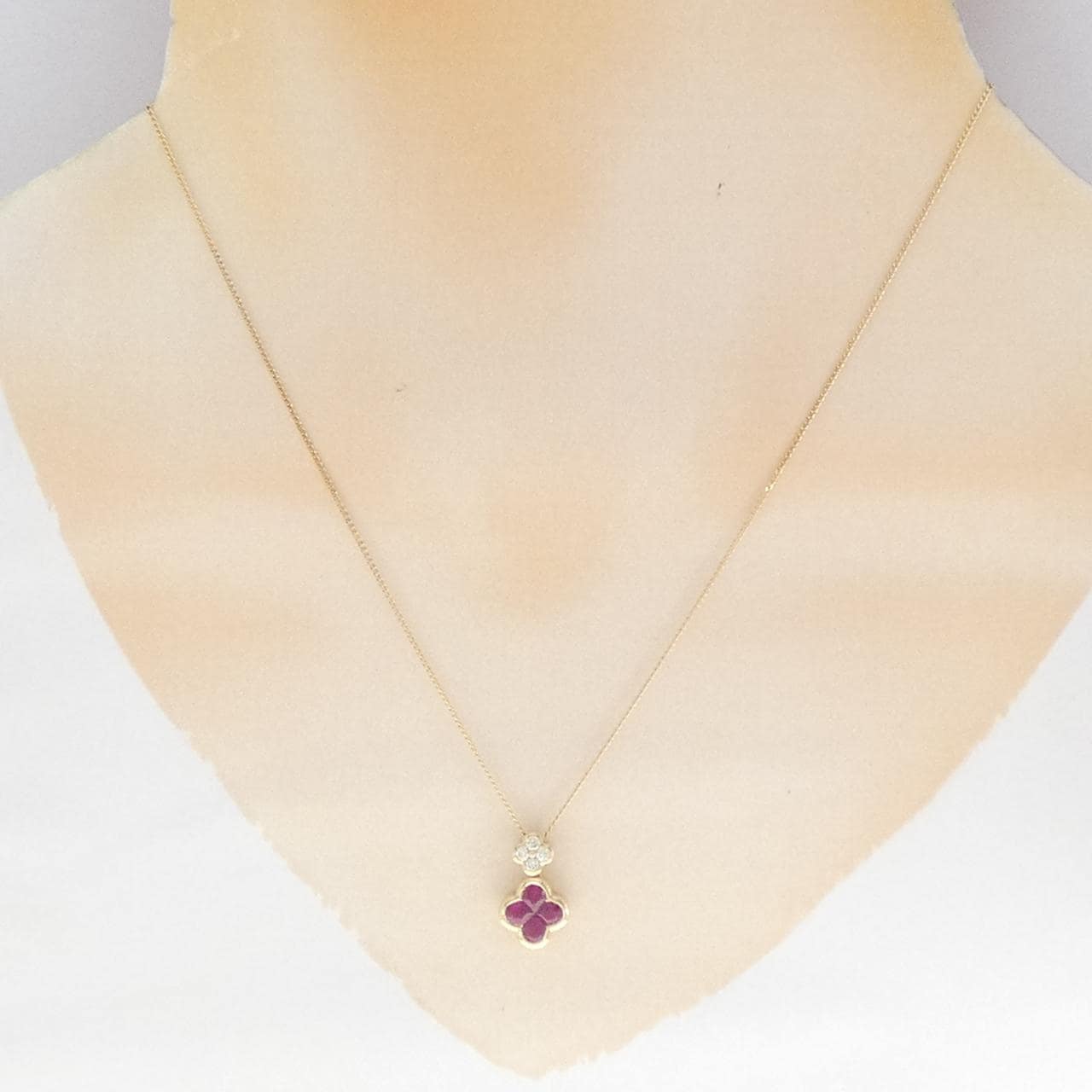 K18YG フラワー ルビー ネックレス 0.71CT