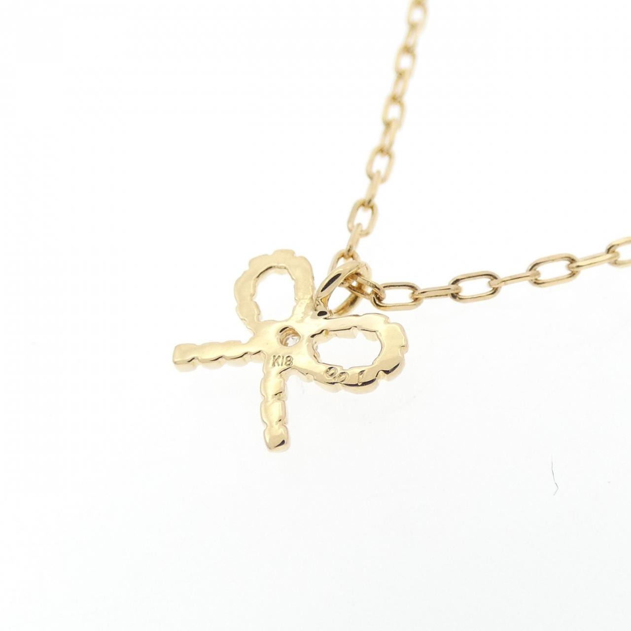 K18YG リボン ダイヤモンド ネックレス 0.01CT
