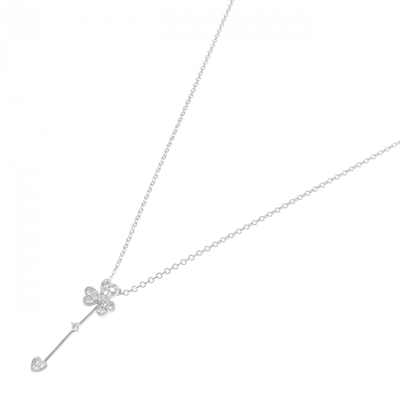 PT900/PT850 クローバー×ハート ダイヤモンド ネックレス 0.20CT