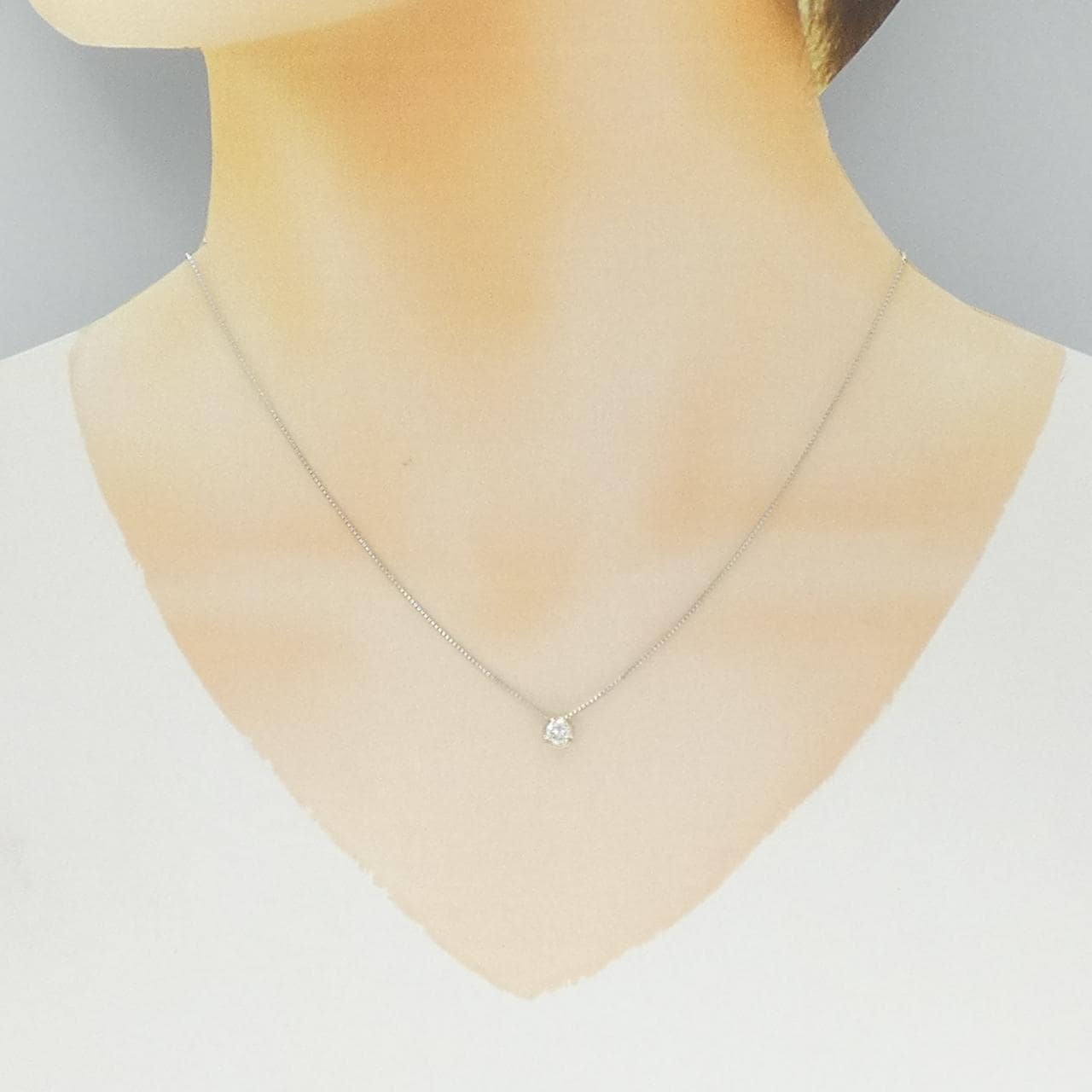 PT900/K18YG/PT850 ソリティア ダイヤモンド ネックレス 0.333CT